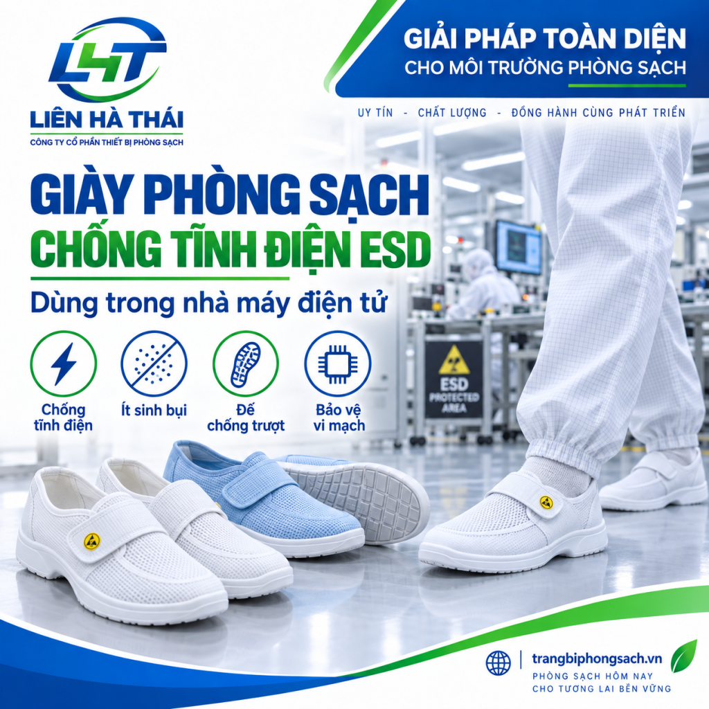 Giày Phòng Sạch Chống Tĩnh Điện ESD: Tiêu Chuẩn Phân Loại & Cách Chọn Cho Nhà Máy