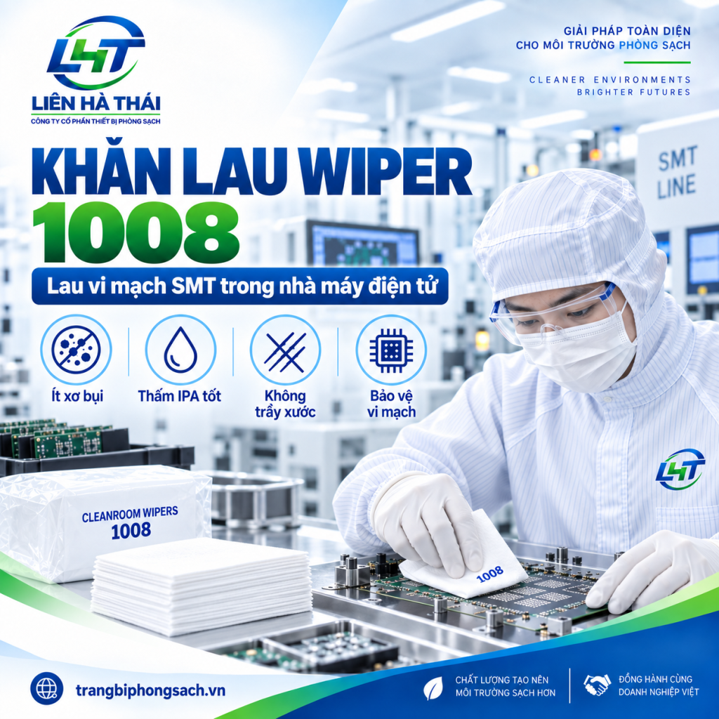 Khăn Lau Phòng Sạch Wiper 1008: Tiêu Chuẩn Kỹ Thuật & Ứng Dụng Trong Nhà Máy