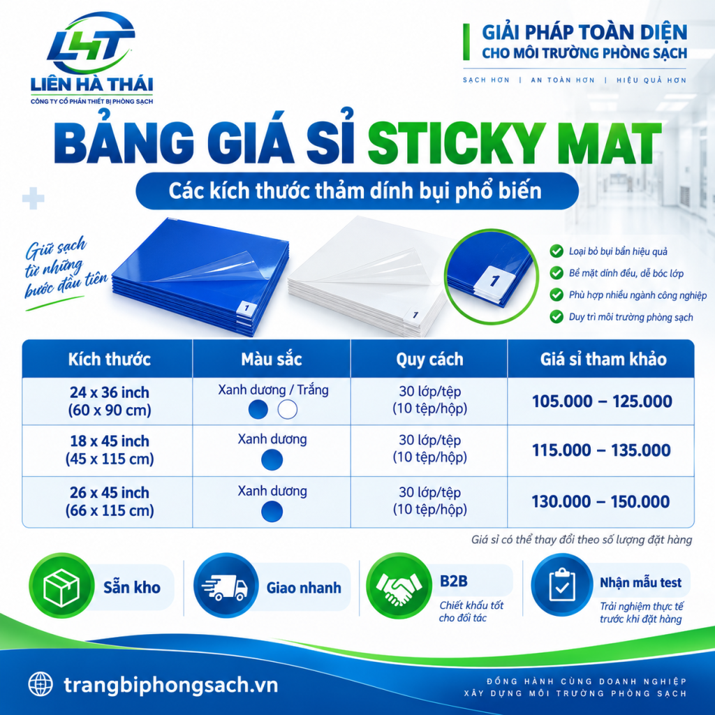 Bảng báo giá sỉ các kích thước thảm dính bụi Sticky Mat