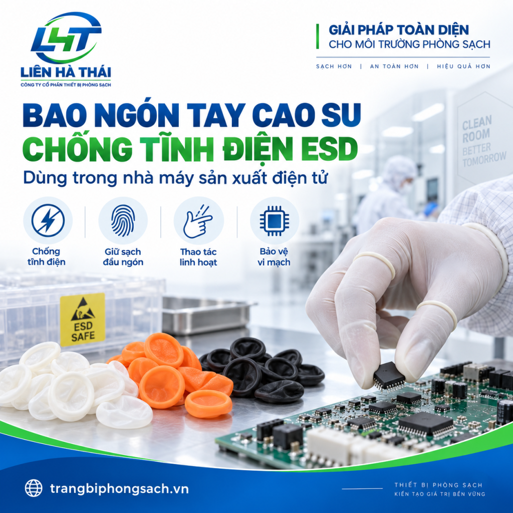 Bao ngón tay cao su chống tĩnh điện ESD dùng trong nhà máy sản xuất điện tử