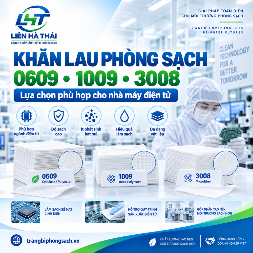 Khăn Lau Phòng Sạch 0609, 1009, 3008: Nên Chọn Loại Nào Cho Nhà Máy?