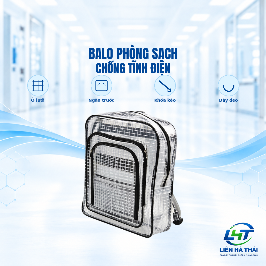 Cận cảnh chất liệu nhựa PVC trong suốt của balo phòng sạch chống tĩnh điện