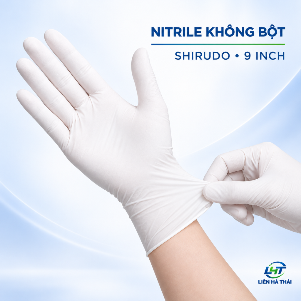 Găng tay phòng sạch Nitrile không bột SHIRUDO 9 inch