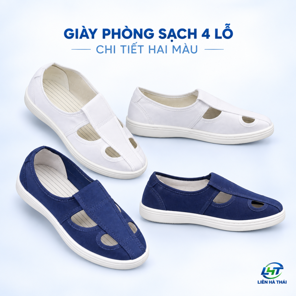 Chi tiết giày PVC phòng sạch 4 lỗ chống tĩnh điện