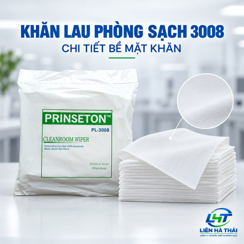 Chi tiết khăn lau phòng sạch 3008 màu trắng