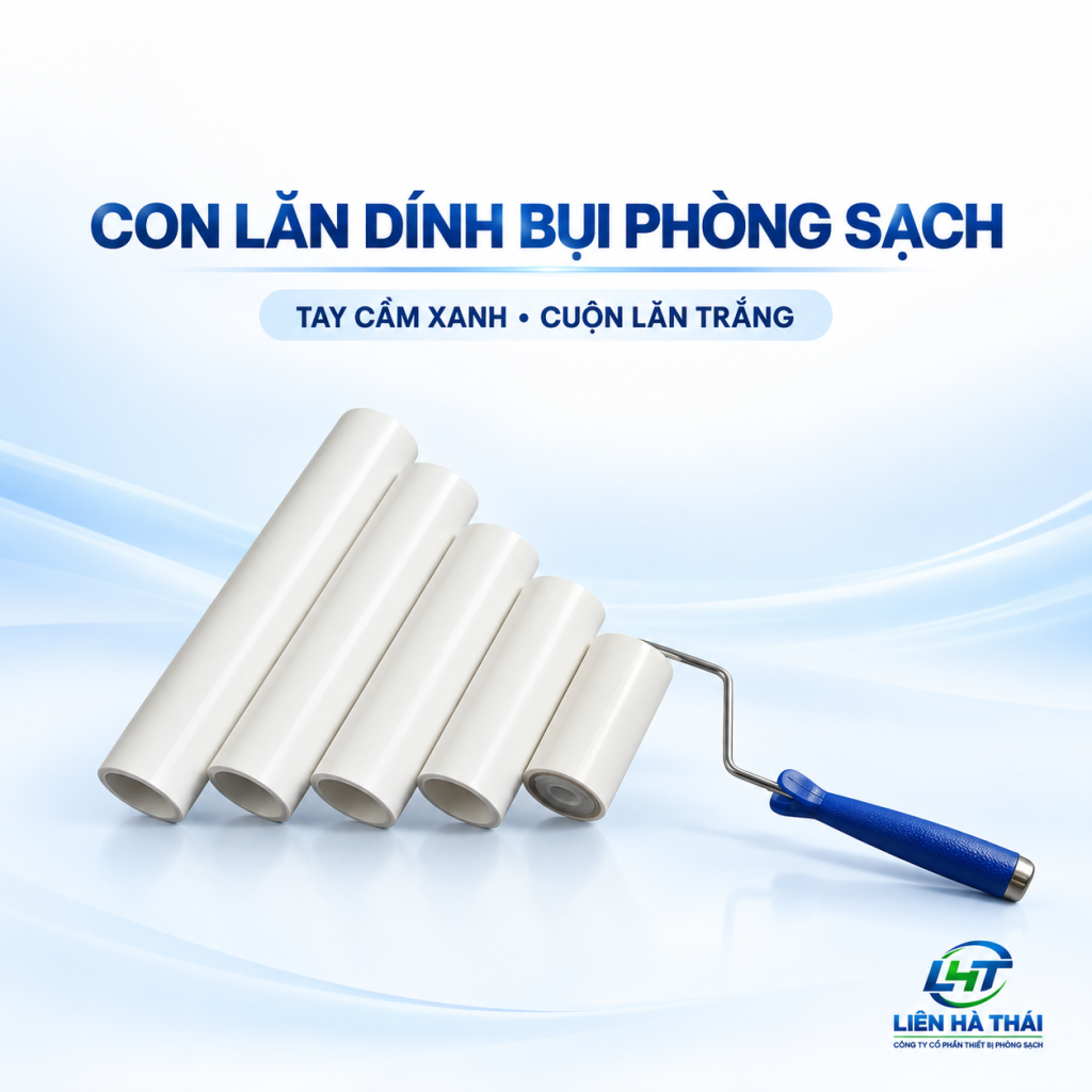 Con Lăn Dính Bụi Phòng Sạch Keo PE & Silicon Chuẩn ESD