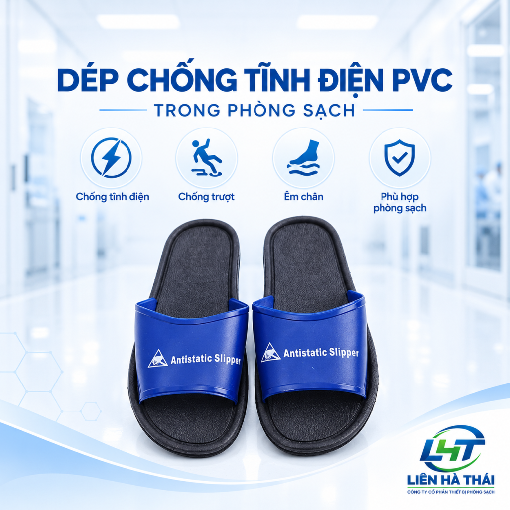 Dép chống tĩnh điện PVC trong phòng sạch (Dép nhựa PVC chống tĩnh điện / Dép ESD phòng sạch)