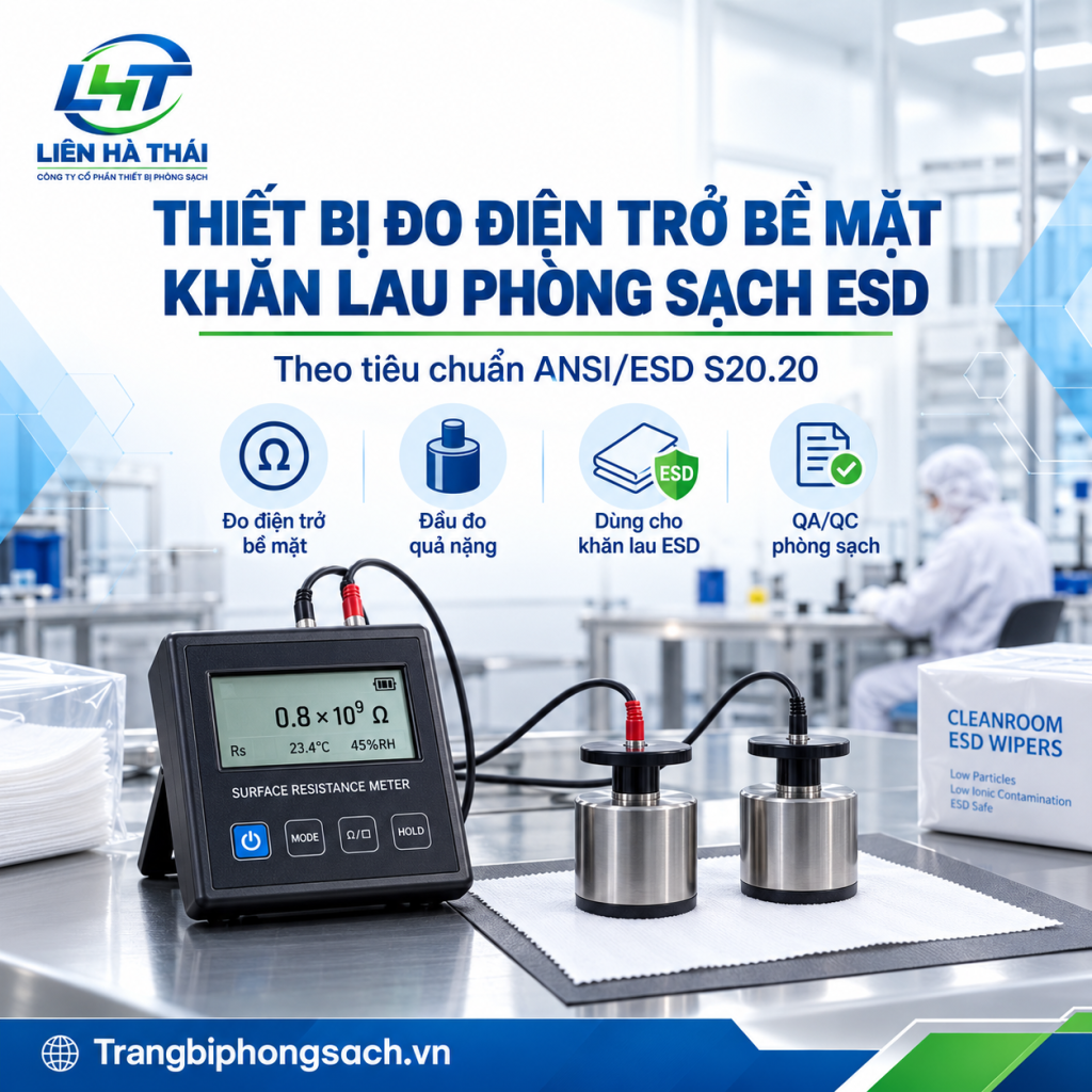 Thiết bị đo điện trở bề mặt khăn lau phòng sạch theo tiêu chuẩn ANSI ESD S20.20