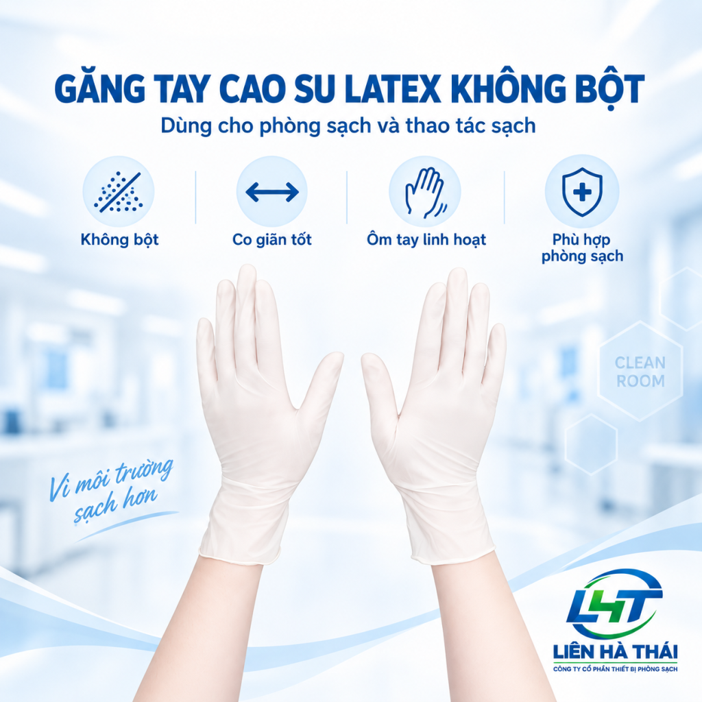 Găng tay cao su Latex không bột (Găng tay latex phòng sạch ESD)