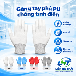 Găng tay phủ PU chống tĩnh điện (Găng tay ESD phủ PU bàn / Găng tay PU phủ đầu ngón chống tĩnh điện)