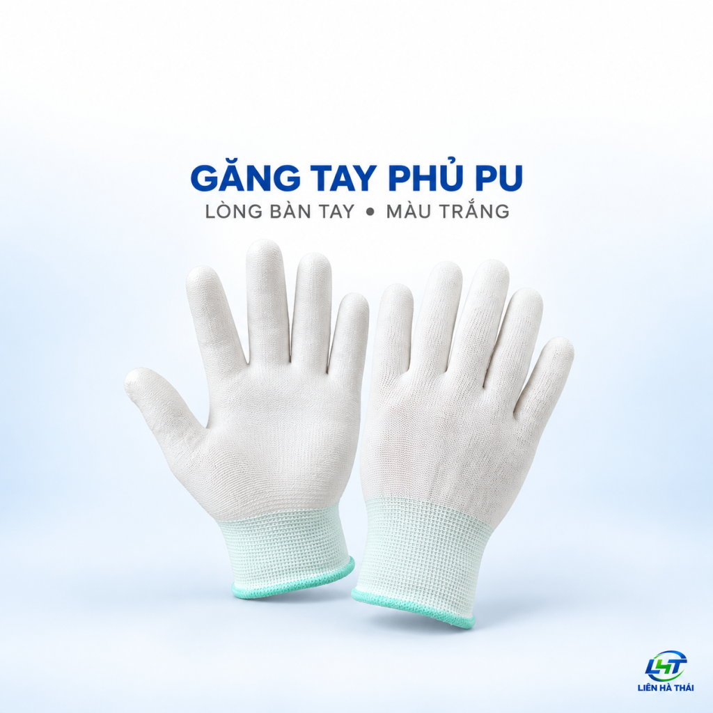 Găng Tay Phủ PU Lòng Bàn Tay Màu Trắng | Đạt Chuẩn ESD