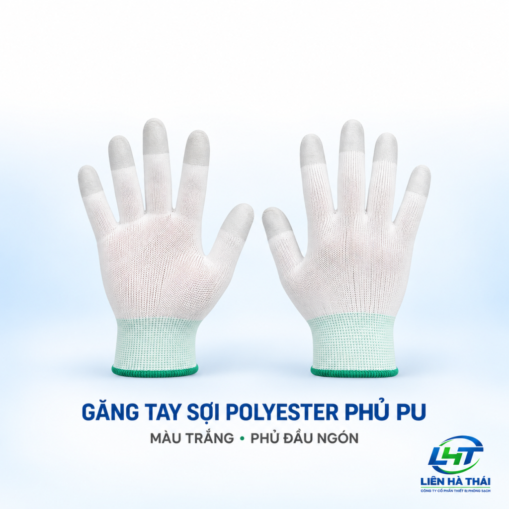 Găng Tay Phủ PU Đầu Ngón Màu Trắng | Chuẩn Phòng Sạch