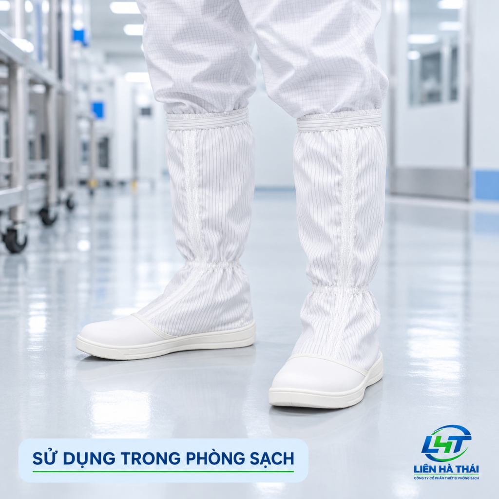 Giày phòng sạch cao cổ chống tĩnh điện sử dụng thực tế