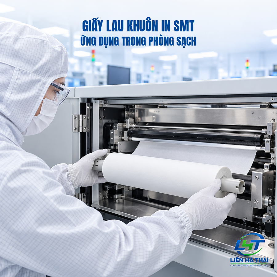 Vận hành giấy lau khuôn in SMT trong máy in kem hàn tự động tại nhà máy SMT