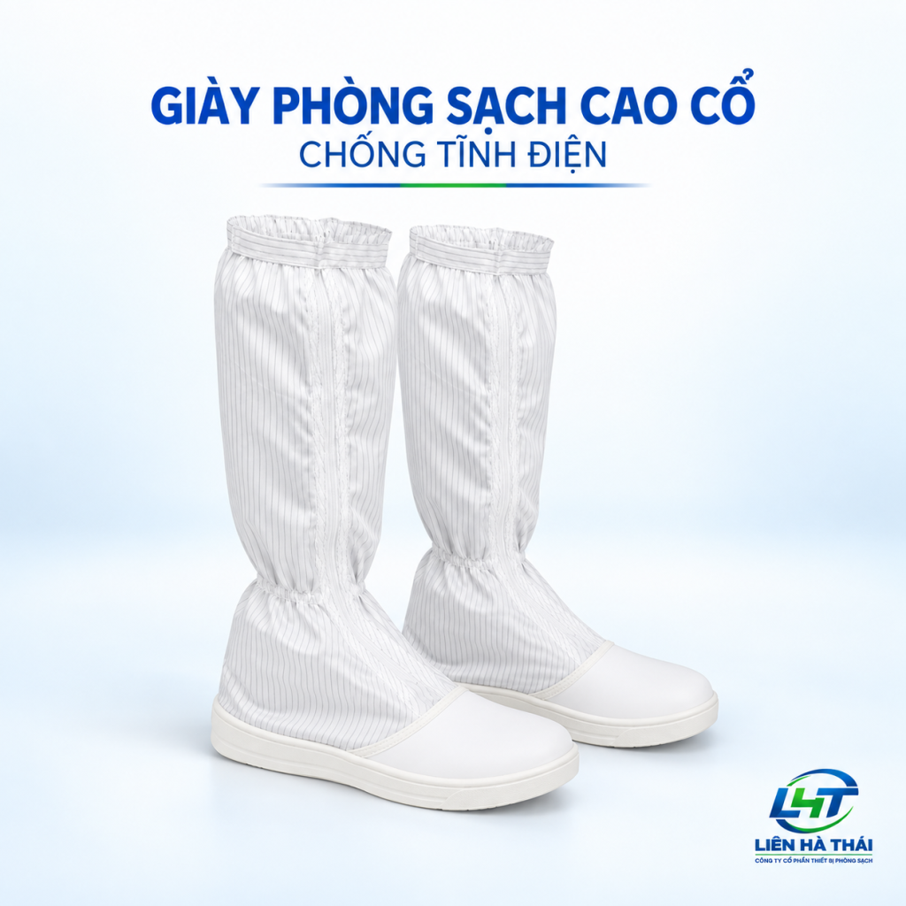 Giày phòng sạch cao cổ chống tĩnh điện màu trắng