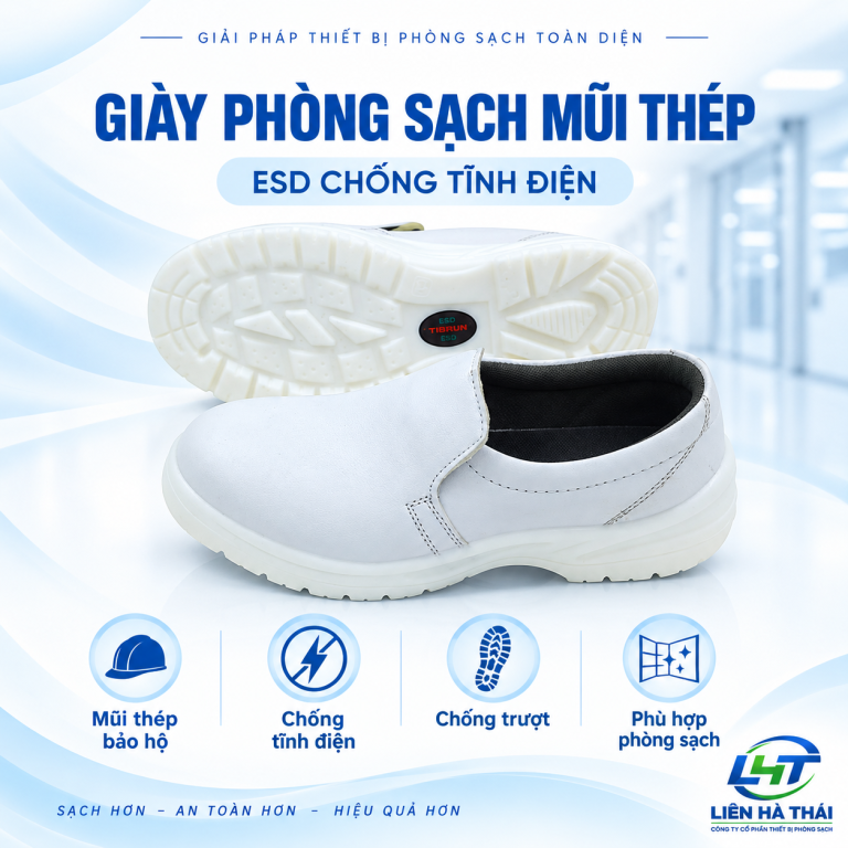 Giày phòng sạch mũi thép ESD chống tĩnh điện (Giày bảo hộ phòng sạch mũi lót thép / Giày ESD chống va đập)