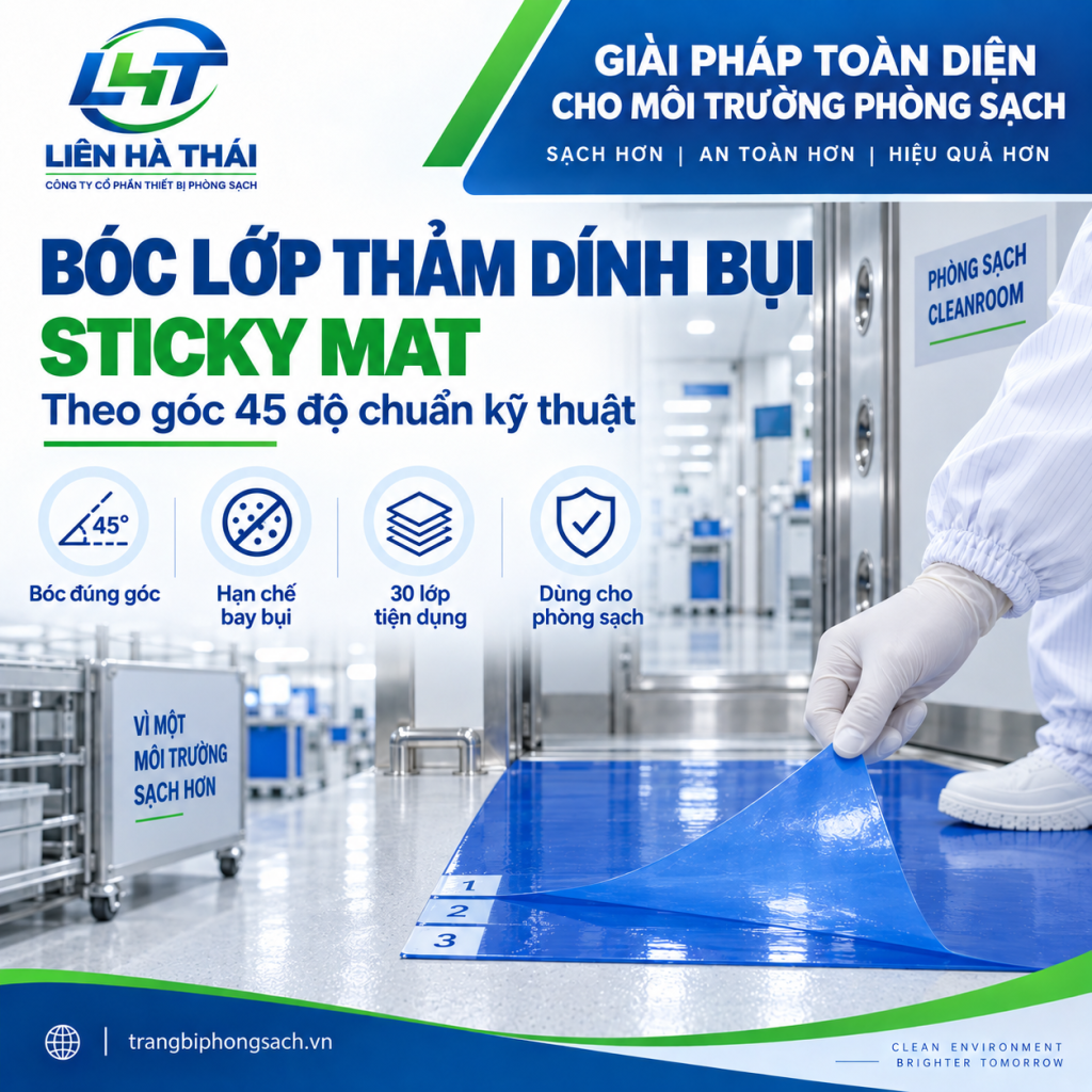 Hướng dẫn thay lớp thảm dính bụi phòng sạch Sticky Mat