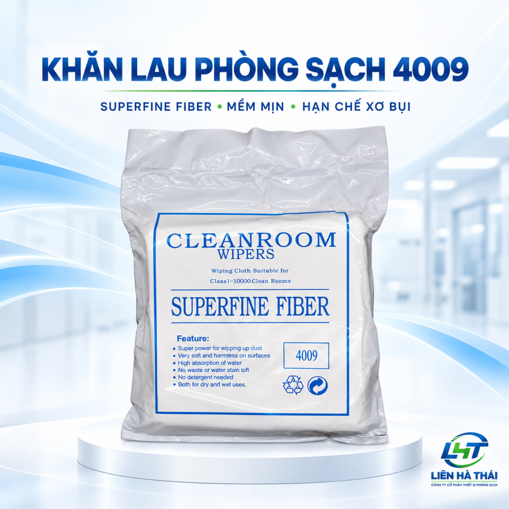 Khăn lau phòng sạch 4009 superfine fiber mềm mịn hạn chế xơ bụi