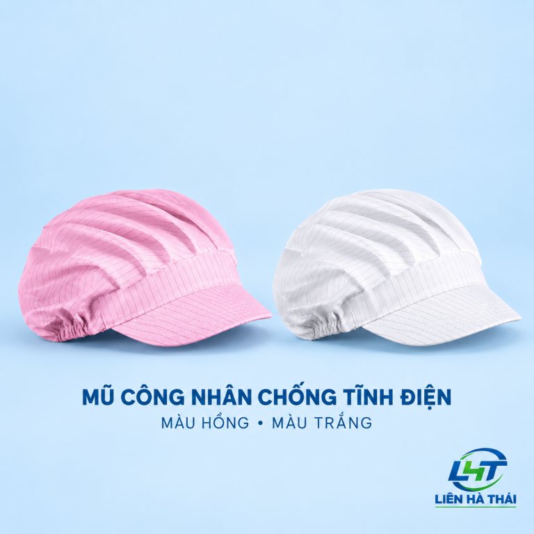 Mũ Công Nhân Chống Tĩnh Điện | Vải Sọc Carbon ESD 5mm