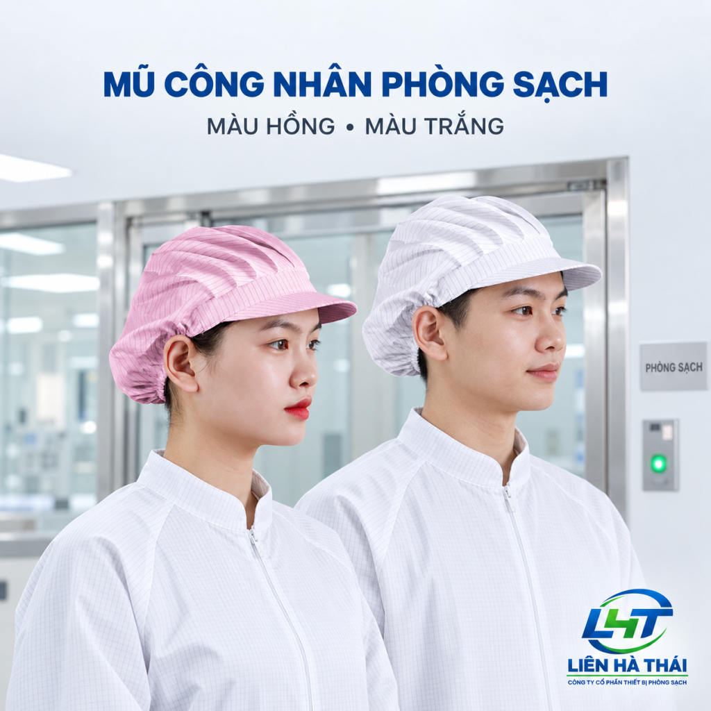 Mũ công nhân chống tĩnh điện màu hồng và trắng