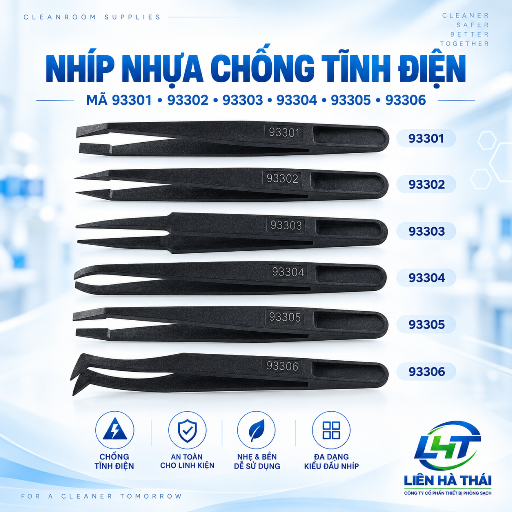 Nhíp nhựa chống tĩnh điện các mã 93301 93302 93303 93304 93305 93306 Liên Hà Thái