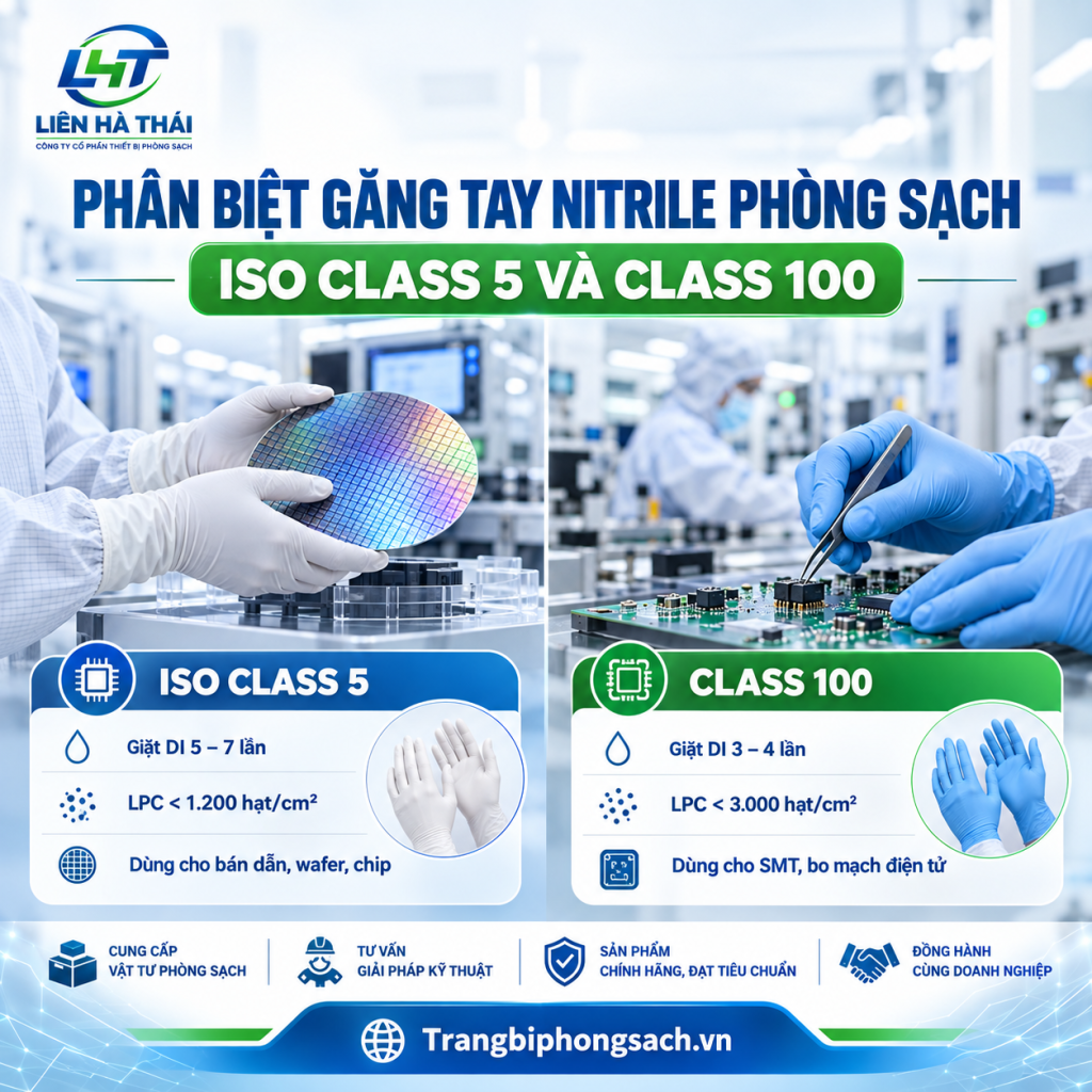 Hướng Dẫn Phân Biệt Găng Tay Nitrile Phòng Sạch ISO Class 5 Và Class 100