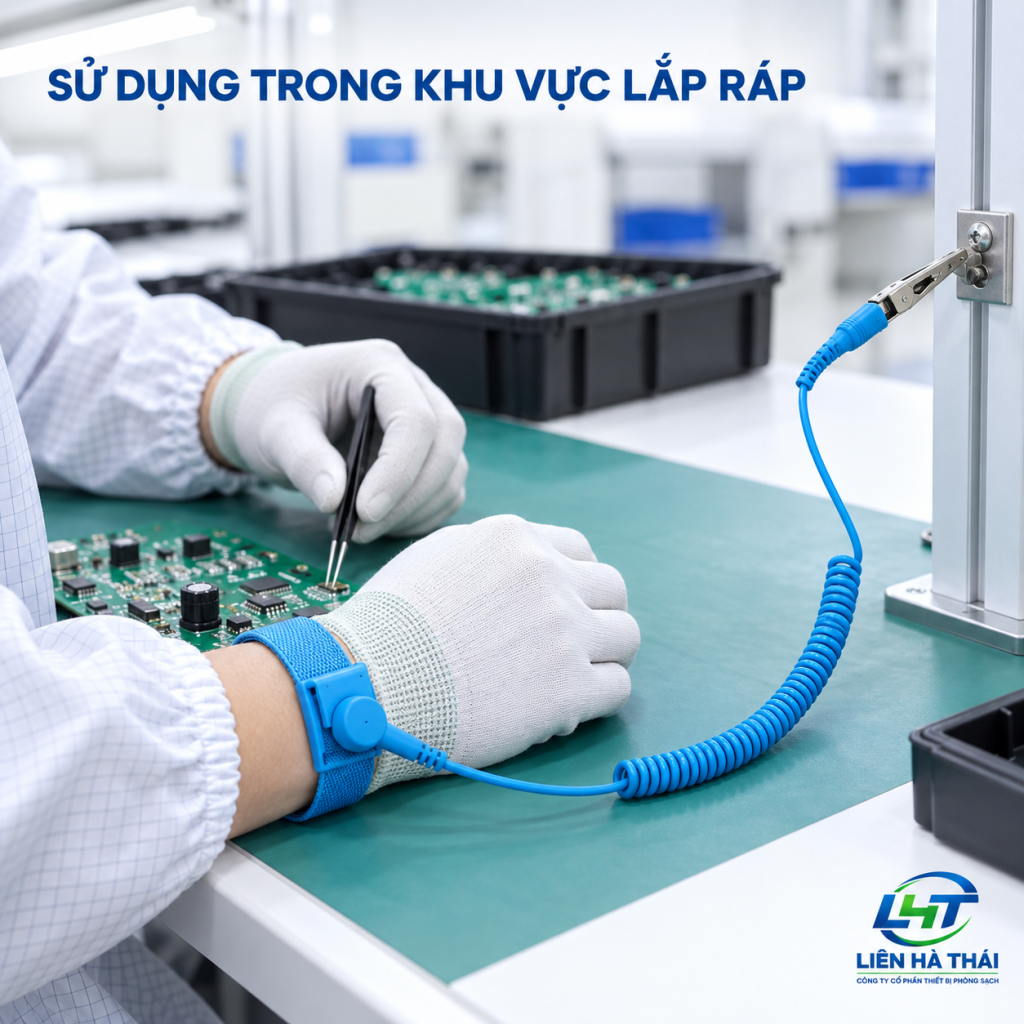 Vòng đeo tay chống tĩnh điện sử dụng trong khu vực lắp ráp