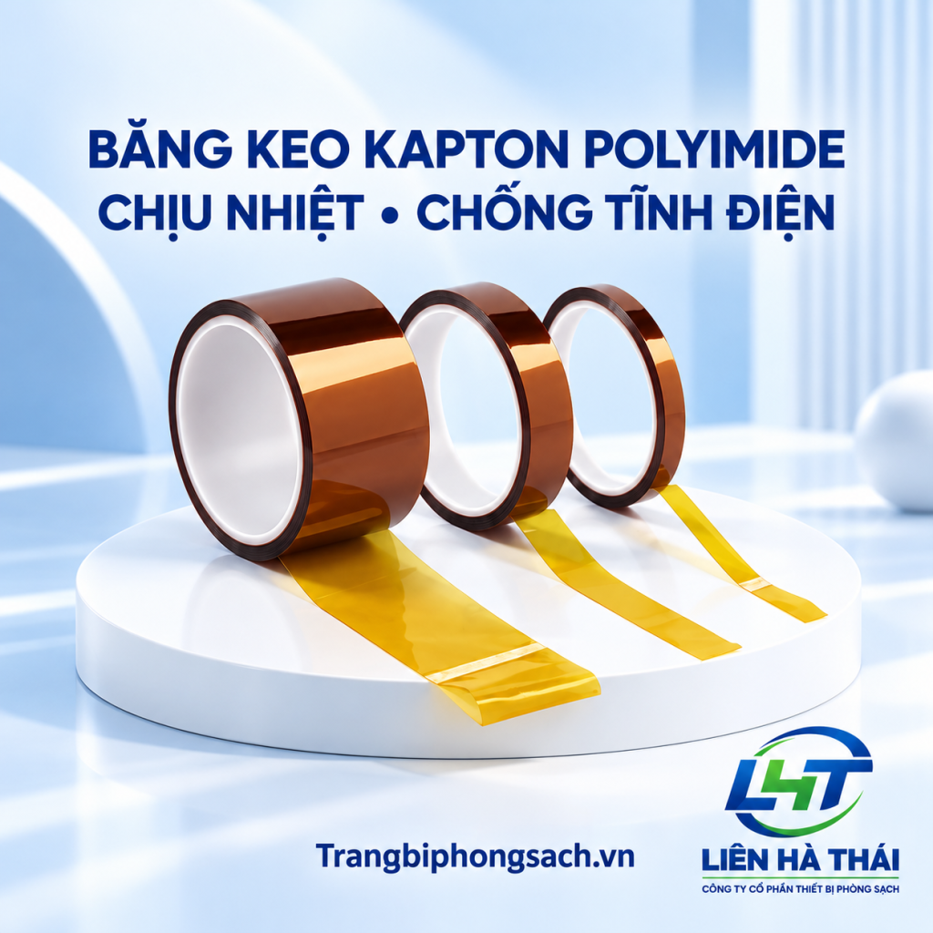 Cận cảnh cuộn băng keo chịu nhiệt Kapton Polyimide màu vàng đồng chịu nhiệt 300 độ C