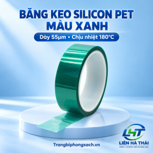 Băng Keo Silicon PET Màu Xanh Lá Cây Dày 55µm Chịu Nhiệt 180℃