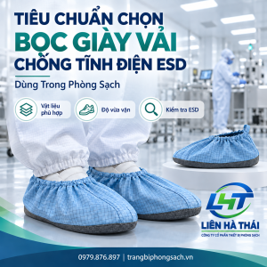 Tiêu Chuẩn Bọc Giày Vải Chống Tĩnh Điện ESD Dùng Trong Phòng Sạch