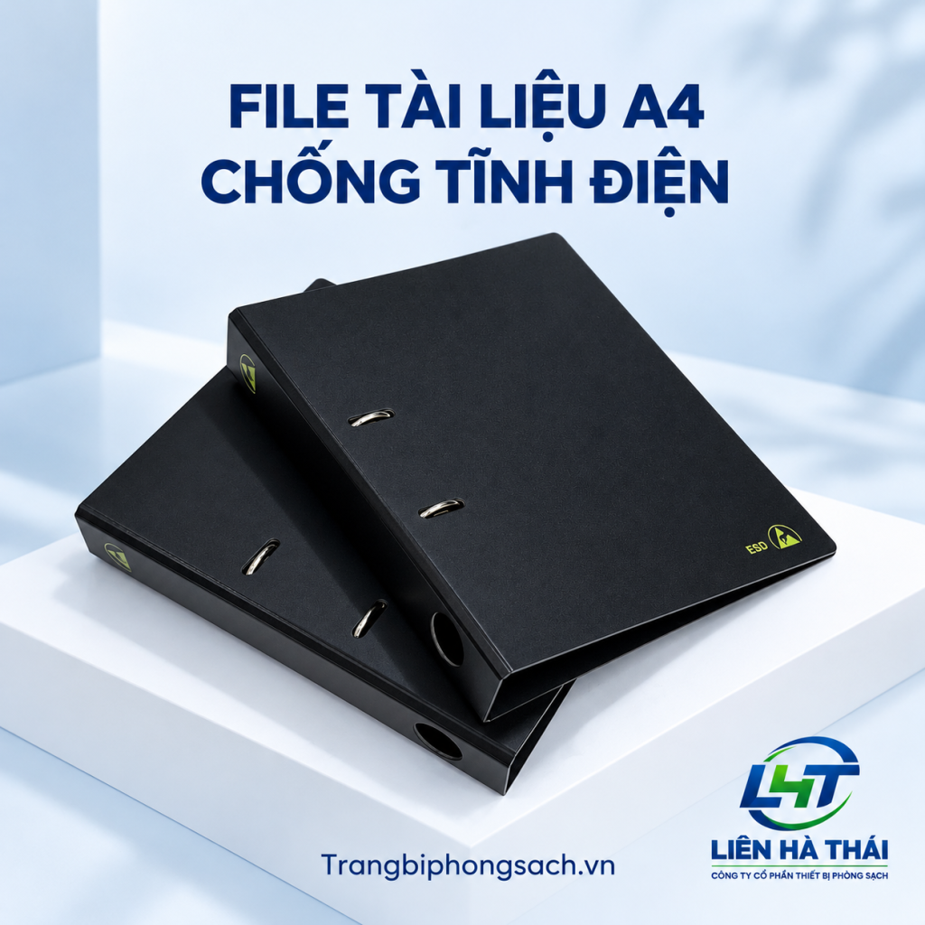 Cận cảnh file tài liệu chống tĩnh điện A4 bìa nhựa trong suốt chuẩn phòng sạch