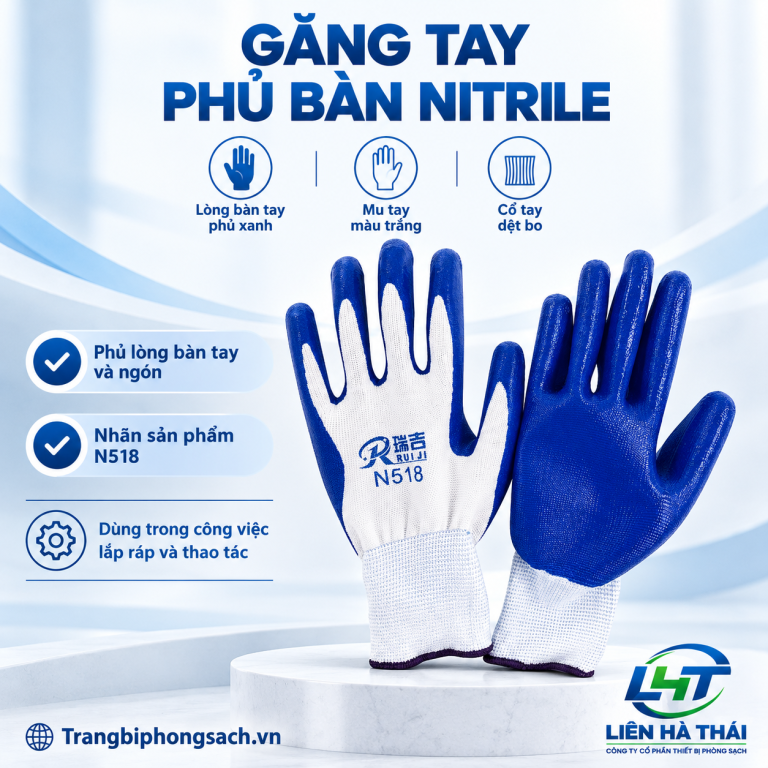 Găng tay phủ bàn nitrile xanh dương
