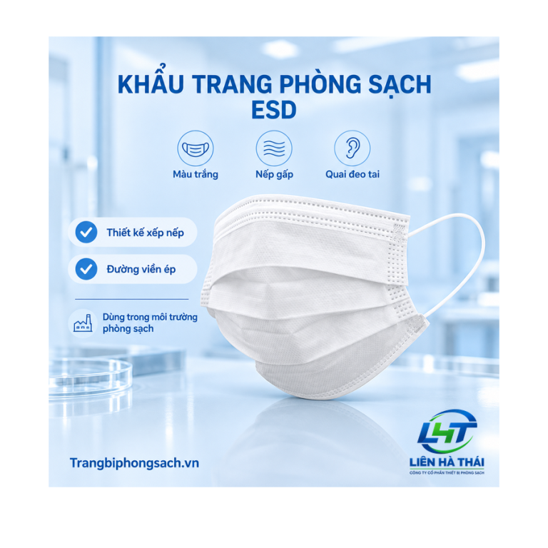 Khẩu Trang Phòng Sạch ESD Vải Sợi Carbon Chống Tĩnh Điện