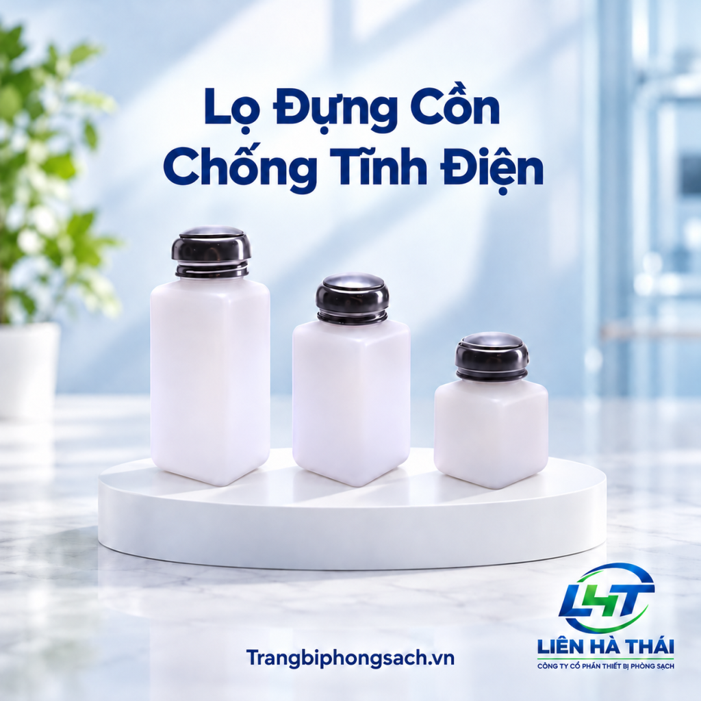 Lọ Đựng Cồn Chống Tĩnh Điện ESD Nắp Nhấn Bơm Tự Động
