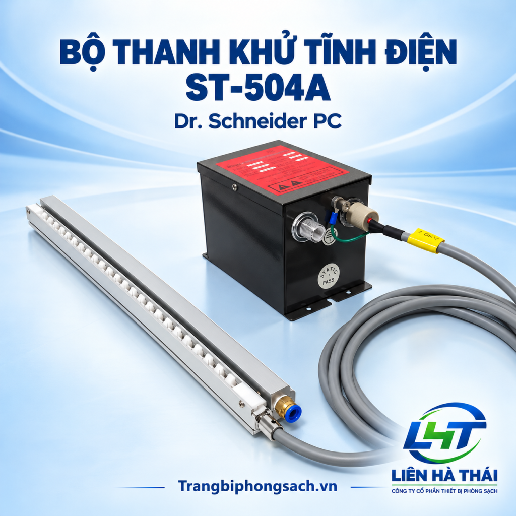 Cận cảnh thanh khử tĩnh điện ST-504A Dr Schneider PC dạng nhôm vuông cắt gió