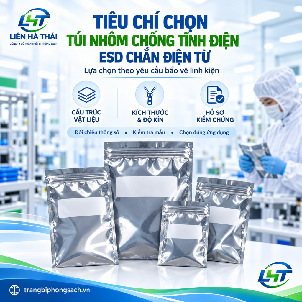 Túi nhôm chống tĩnh điện ESD và túi chắn điện từ màu bạc đóng gói linh kiện