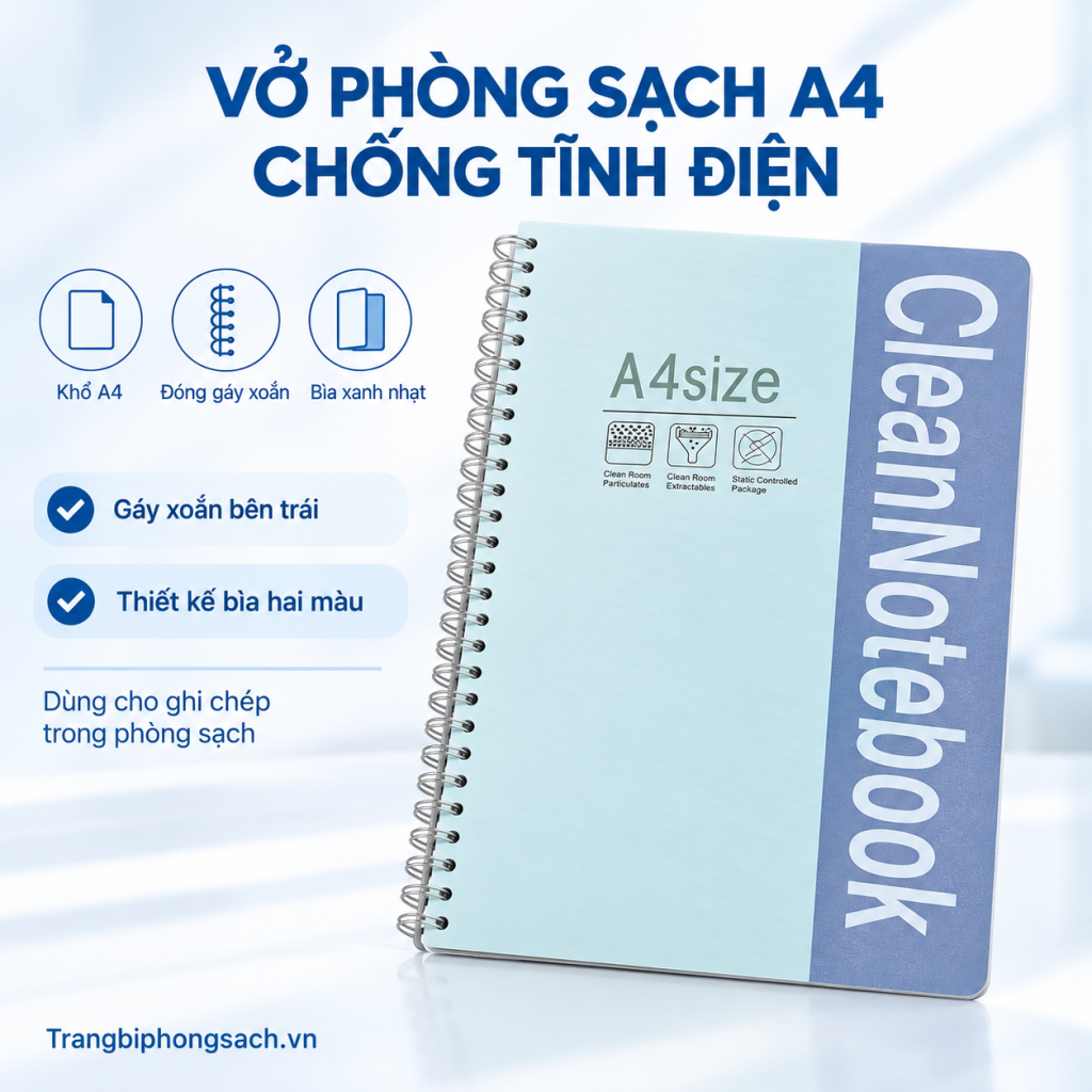 Cận cảnh vở phòng sạch A4 bìa nhựa PP chống tĩnh điện không bụi