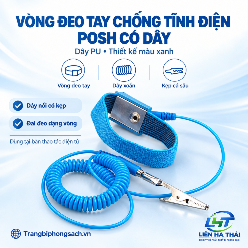 Vòng Đeo Tay Chống Tĩnh Điện POSH Có Dây (Chất Liệu PU)